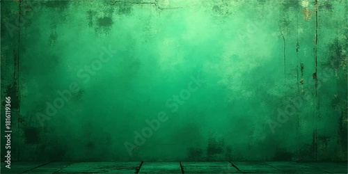 Dark green grunge texture wall backdrop with aged, dirty vintage concrete surface
