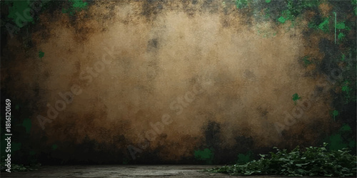 A distressed brown vintage paper texture background features an