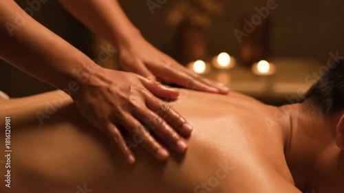 Wallpaper Mural Relaxing Back Massage Therapy with Aromatic Candles in Spa Setting Focus on Hands Applying Pressure and Gentle Movement on Bare Skin to Induce Calm and Muscle Relaxation Torontodigital.ca
