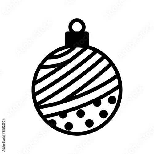 Christmas Ornament Ball Icon – Decorative Holiday Bauble Silhouette Vector