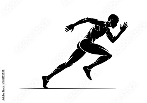 Dynamic silhouette of a sprinter in motion with athletic energy and strength