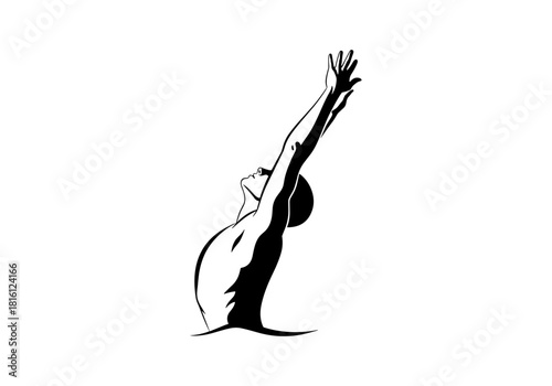 Dynamic silhouette of a stretching figure in motion for fitness and wellness concepts