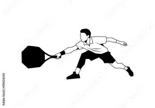 Silhouette of tennis player performing a dynamic backhand shot in action