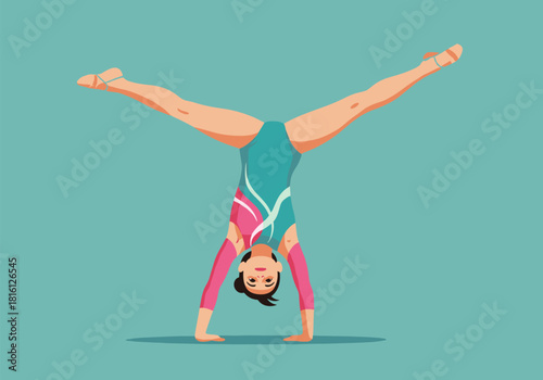 Handstand gymnast in action: dynamic colorful athletic pose