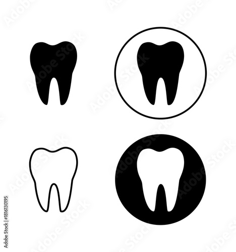 Vector illustration set of tooth icon. Dental symbol on white background.