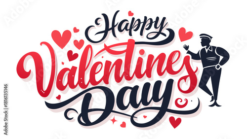 Valentine officer isolated on white