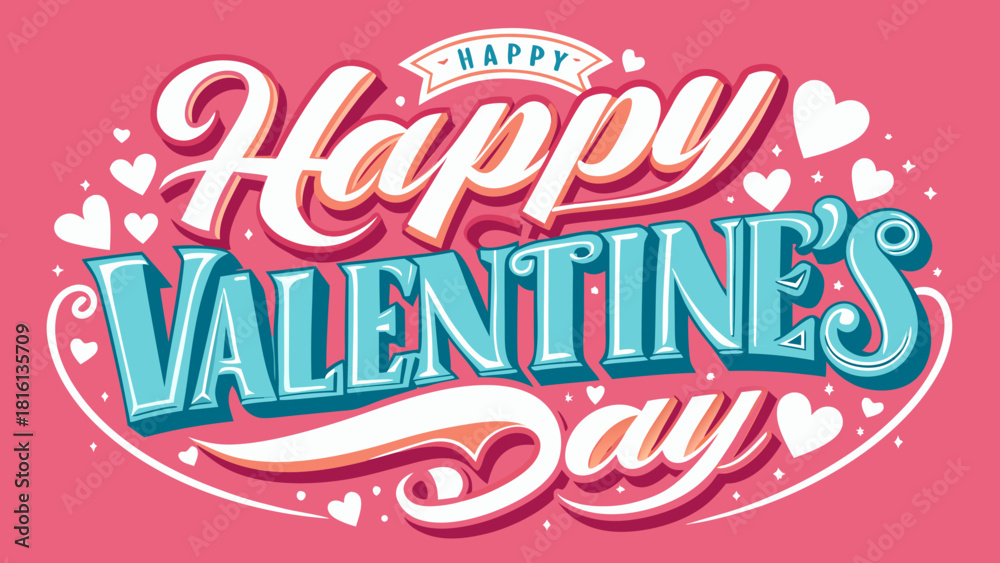 Fototapeta premium Happy valentines day greeting card