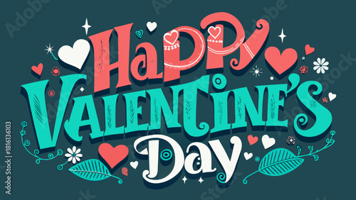 Happy valentines day typography design