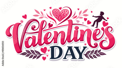 Valentines day text design isolated