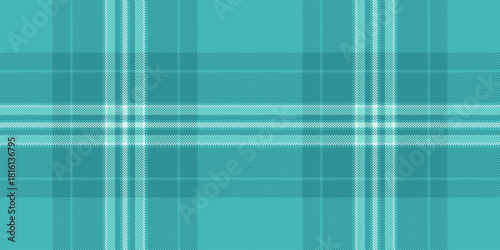 Model check plaid tartan, empty fabric seamless vector. Mens shirt background texture pattern textile in cyan and teal colors.
