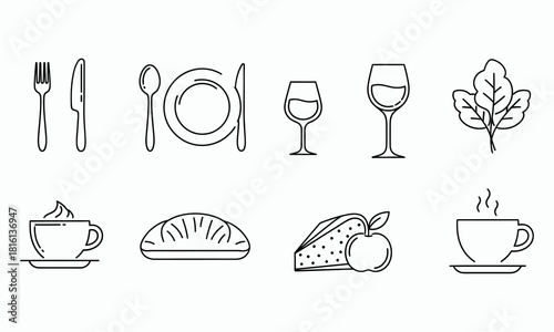 Food icons set Logo vector icon illustration
