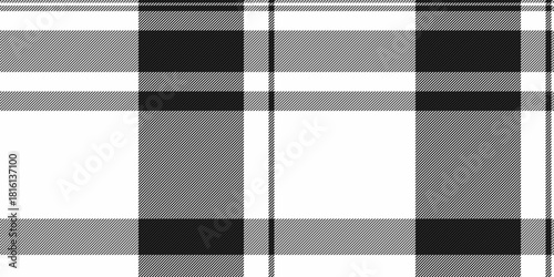 Classic black and white plaid pattern. A versatile textile design ideal for backgrounds, apparel, or design projects seeking a timeless aesthetic.