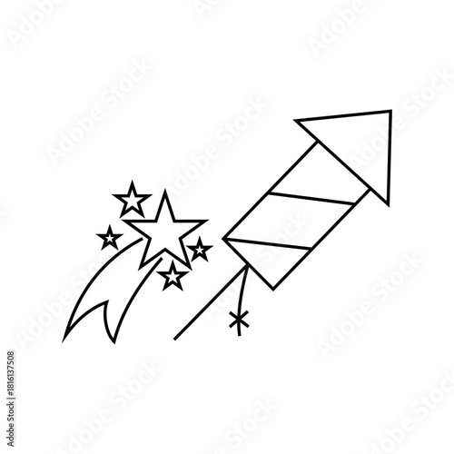 Fireworks line icon, vector sign. Logo illustration