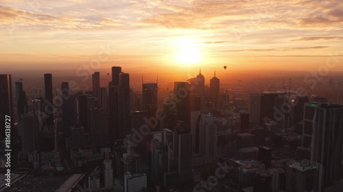 Wallpaper Mural Hot Air Balloons Rising Over Melbourne City Skyline at Sunrise Torontodigital.ca