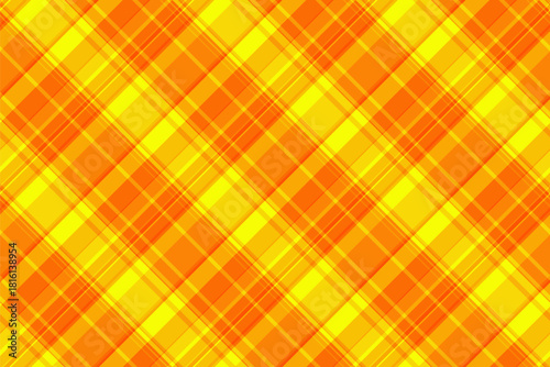 Bright and cheerful tartan pattern in yellow and orange. Ideal as background, texture, or graphic element for designs needing a vibrant, warm, and classic touch.