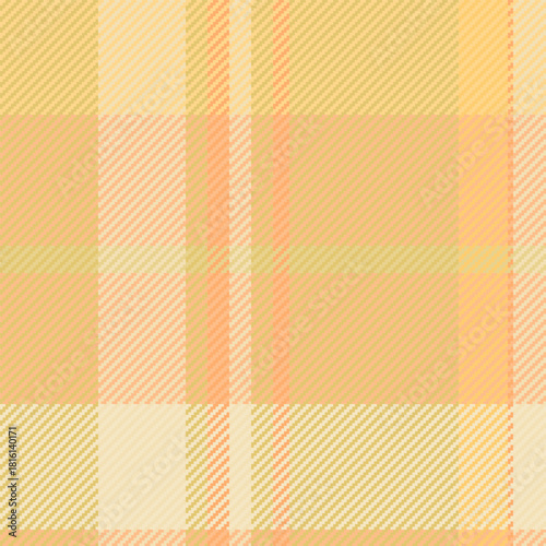Italian fabric plaid textile, periodic texture seamless pattern. Infinity vector check tartan background in orange and yellow colors.