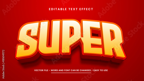 Red super text effect, editable bold 3d text effect	