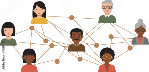 Connected People Diverse Network Illustration for Collaboration