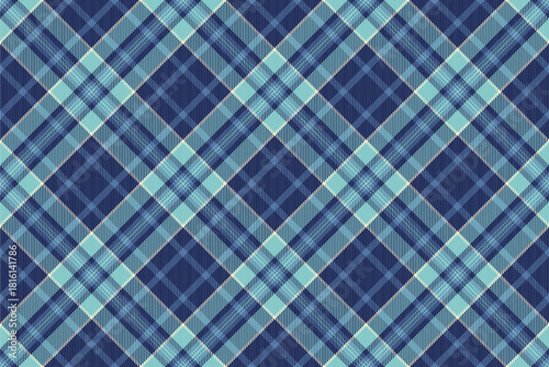 Conceptual background tartan fabric, factory pattern seamless textile. Ireland texture check vector plaid in blue and dark colors.