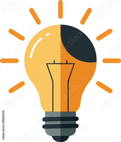 Creative Concept Half-lit Bulb Illustrates Ideas and Innovation