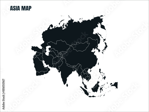 Asia map silhouette vector illustration isolated design