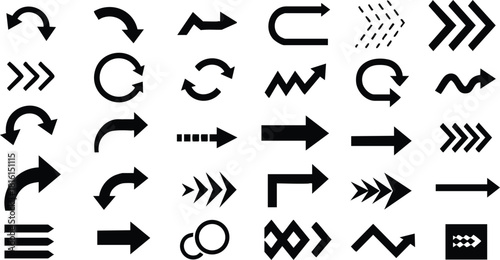 Various black arrow designs showcasing different directional indicators and styles for creative projects and presentations 