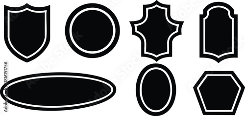 Various blank black badges and labels suitable for design projects and graphic illustration needs 
