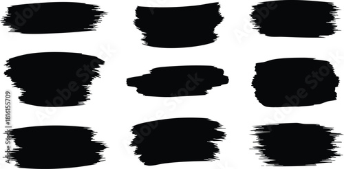 Black paint brush strokes collection for artistic designs and creative projects 