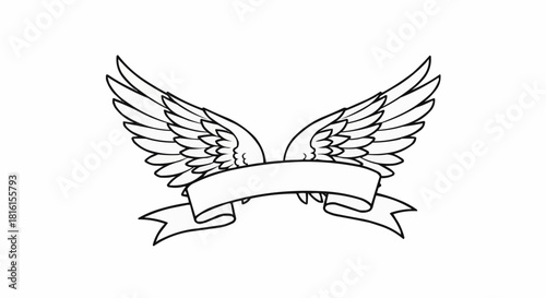 Angel Wings With Banner Emblem Design Element.