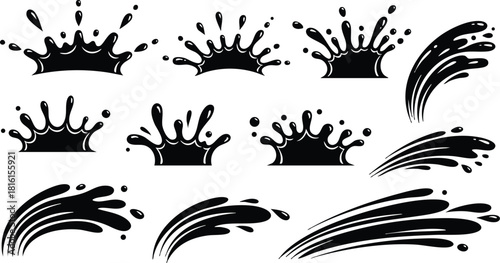 Splash elements in various shapes and sizes perfect for creative designs and illustrations 