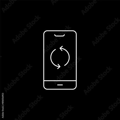 A minimalist line-art illustration of a smartphone featuring the rotate your phone icon