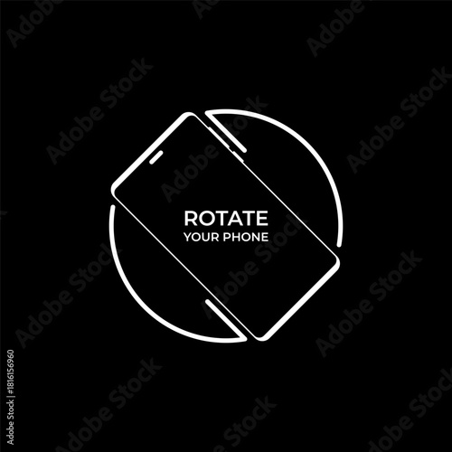 A minimalist line-art illustration of a smartphone featuring the rotate your phone icon
