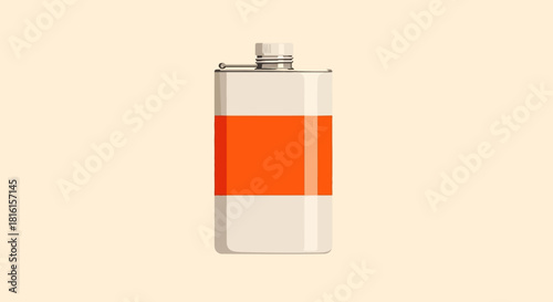 Orange Rectangular Label on a Simple Rectangular Container Design for Various Applications