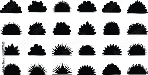 Various black silhouette shapes representing abstract organic forms and textures in vector design for creative projects 