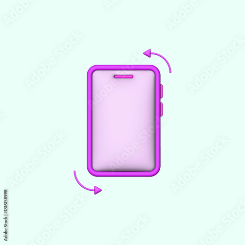 Illustration of a smartphone with a rotate your phone icon. This cute colored phone illustration is perfect for changing the phone's position