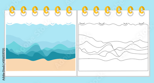 Coloring book Underwater Seabed Ocean Sea Marine