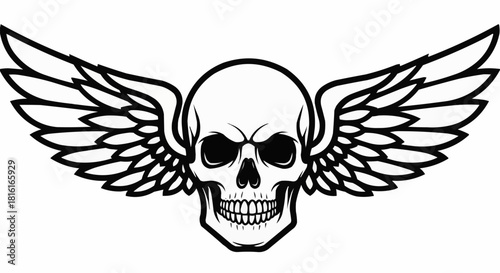 Skull with Wings Emblem Design.