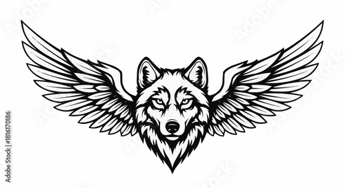 Majestic wolf with wings soaring through the sky, a symbol of freedom.