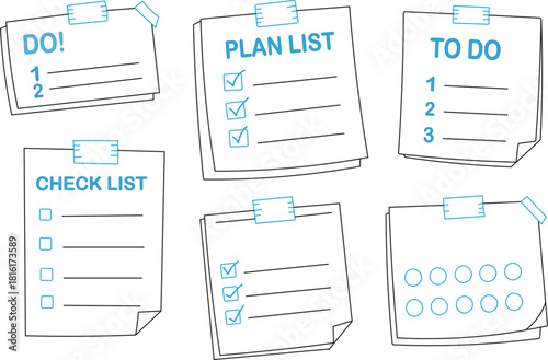 Doodle a checklist.  Task list with vector graphic of a checkmark.  Hand-drawn memo page in the form of a sketch