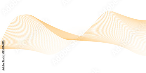 Yellow ribbon art illustration with a white paper clip, light curve, and wave line vector design template