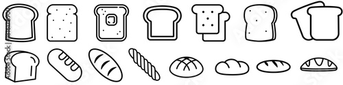 Bread icon vector set. Loaf illustration sign collection. baked goods symbol. bakehouse Logo. Breads web icons.