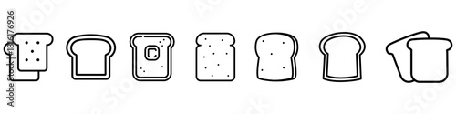 Toast icon vector set. Bread illustration sign collection. toast bread symbol. bakehouse Logo. Breads web icons.