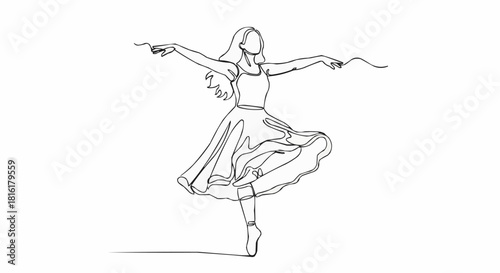 Elegant Ballerina Performing a Graceful Dance Pose.