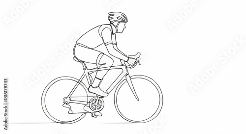 Dynamic Line Art of a Cyclist in Motion, Capturing the Essence of Road Cycling.