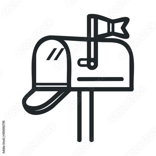 Mailbox with flag for sending and receiving letters and packages. Vector