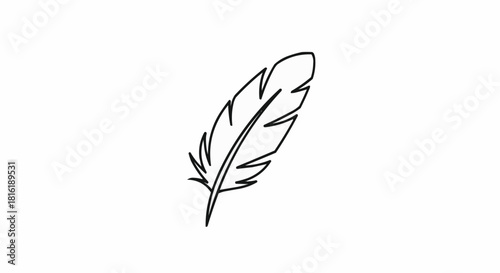 Simple black feather illustration on white background, elegant and clean design.
