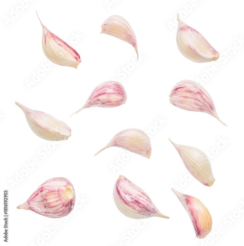 Fresh garlic cloves isolated on white background for cooking and healthy food concepts