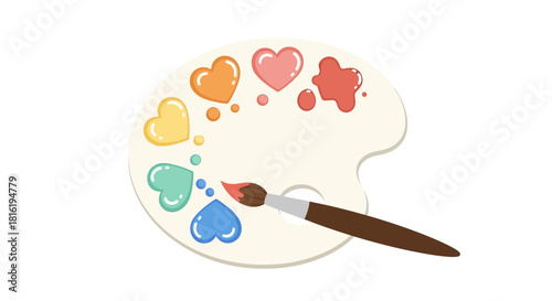 Heartfelt hues: An artistic palette radiating love and creative inspiration on white background