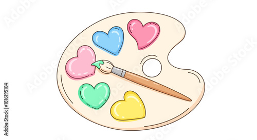 Artistic valentine's day palette with vibrant heart-shaped watercolors for creative expression