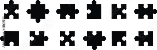 Puzzle jigsaw on white background. Vector illustration